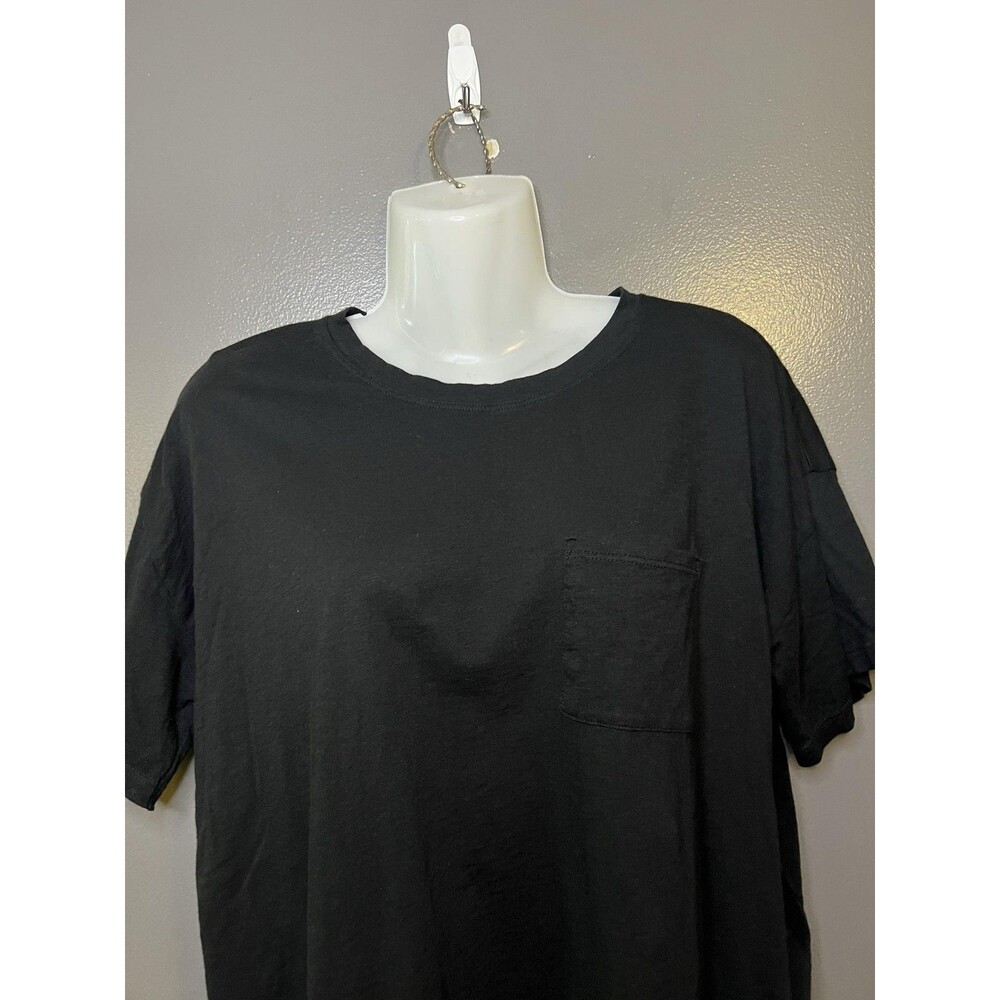 Christian Siriano New York Shirt Womens Medium Black Pocket Crew Neck Tee Top